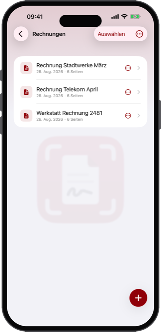 Ordneransicht mit Rechnungen