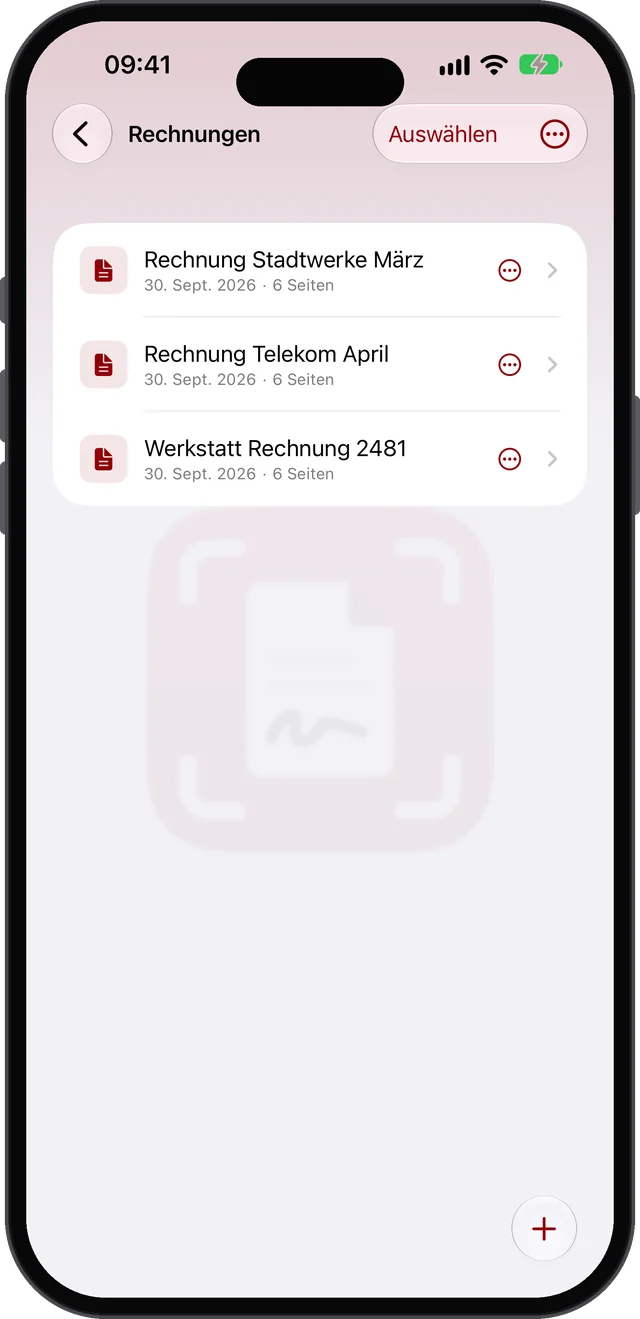 Ordneransicht mit Rechnungen