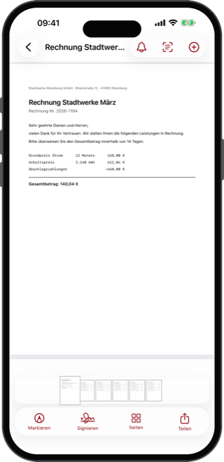 PDF-Viewer mit Markieren, Signieren, Teilen