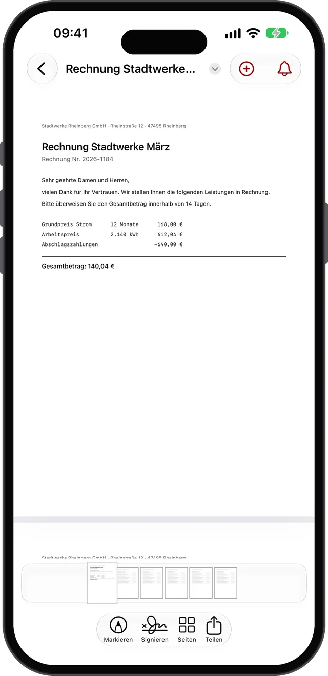 PDF-Viewer mit Markieren, Signieren, Teilen