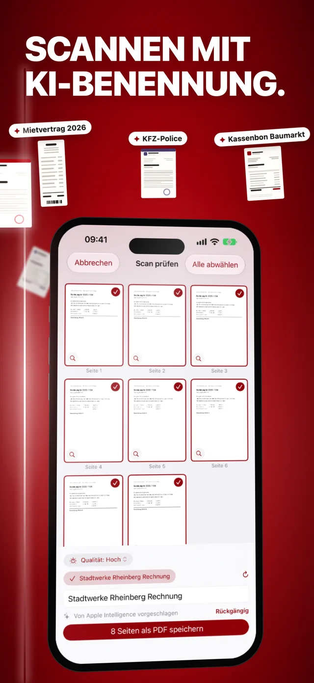 Scan-Prüfung: die KI schlägt einen passenden Namen vor