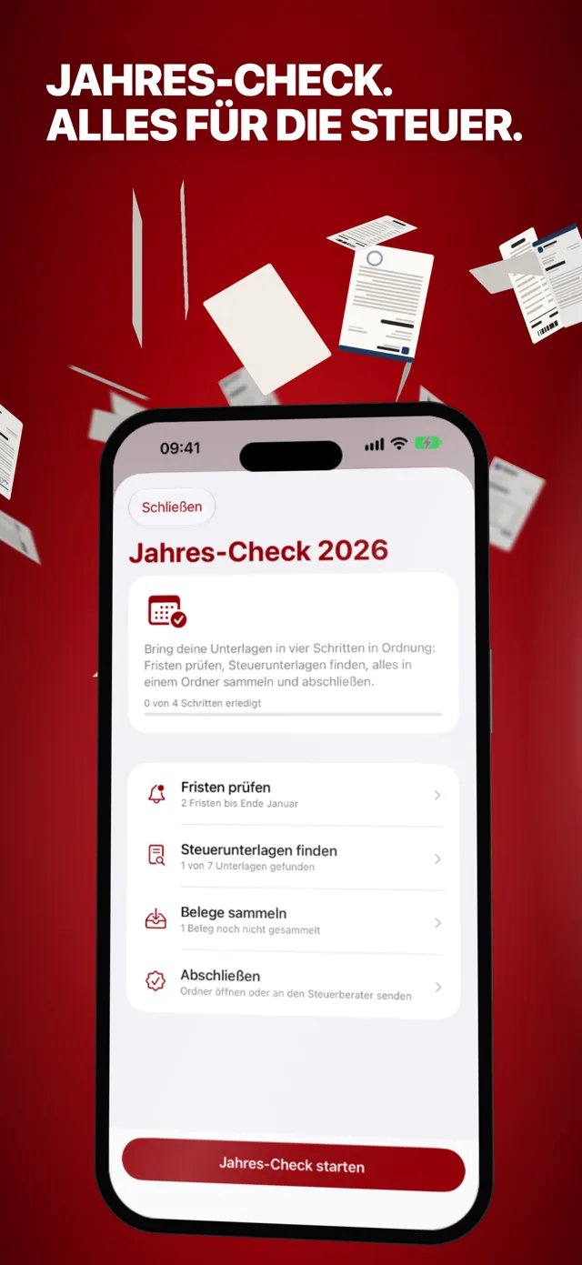 Der Jahres-Check: vier Schritte mit Fortschrittsanzeige