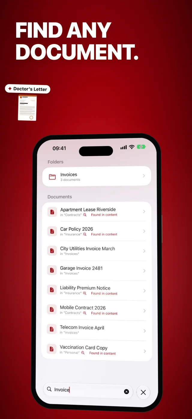 Full-text search across all documents
