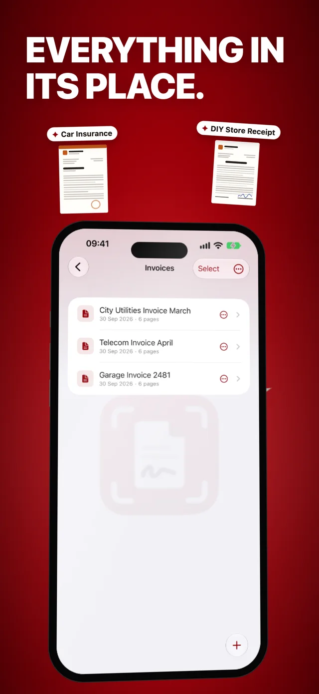 Folder view with invoices